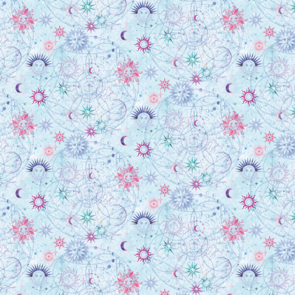 Benartex Celestial Sun and Moon Light Turquoise