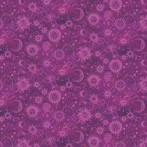 Benartex Celestial Skies Sun and Moon Tonal Fuchsia