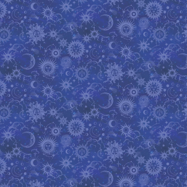 Benartex Celestial Skies Sun and Moon Tonal Lapis