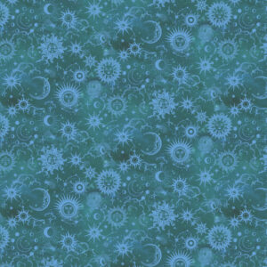 Benartex Celestial Skies Sun and Moon Tonal Teal