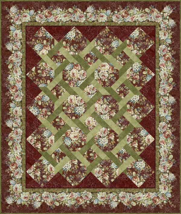 CARPET BAG ROMANCE, Garden Twist Quilt Kit - Red (Small)