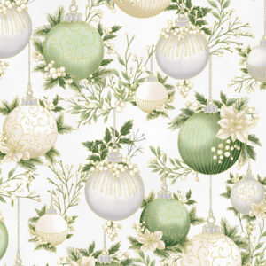 Hoffman 3299-106 Kerstballen Crème & Saliegroen met Goudaccenten