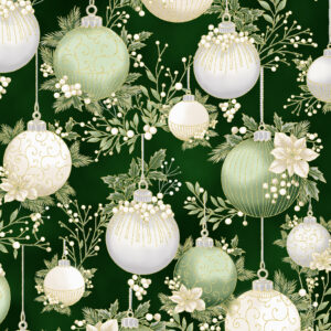 Hoffman 3299-801 Kerstballen op Donkergroen – Luxe Kerststof met Goudaccenten