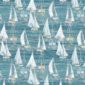 DP28908-44 Smooth Sailing – Zeilboten op Zee Digitaal Bedrukte Quiltstof