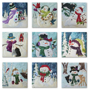 Snow Buds Quiltpakket met Patroon – 9 Sfeervolle Sneeuwmannen van McKenna Ryan