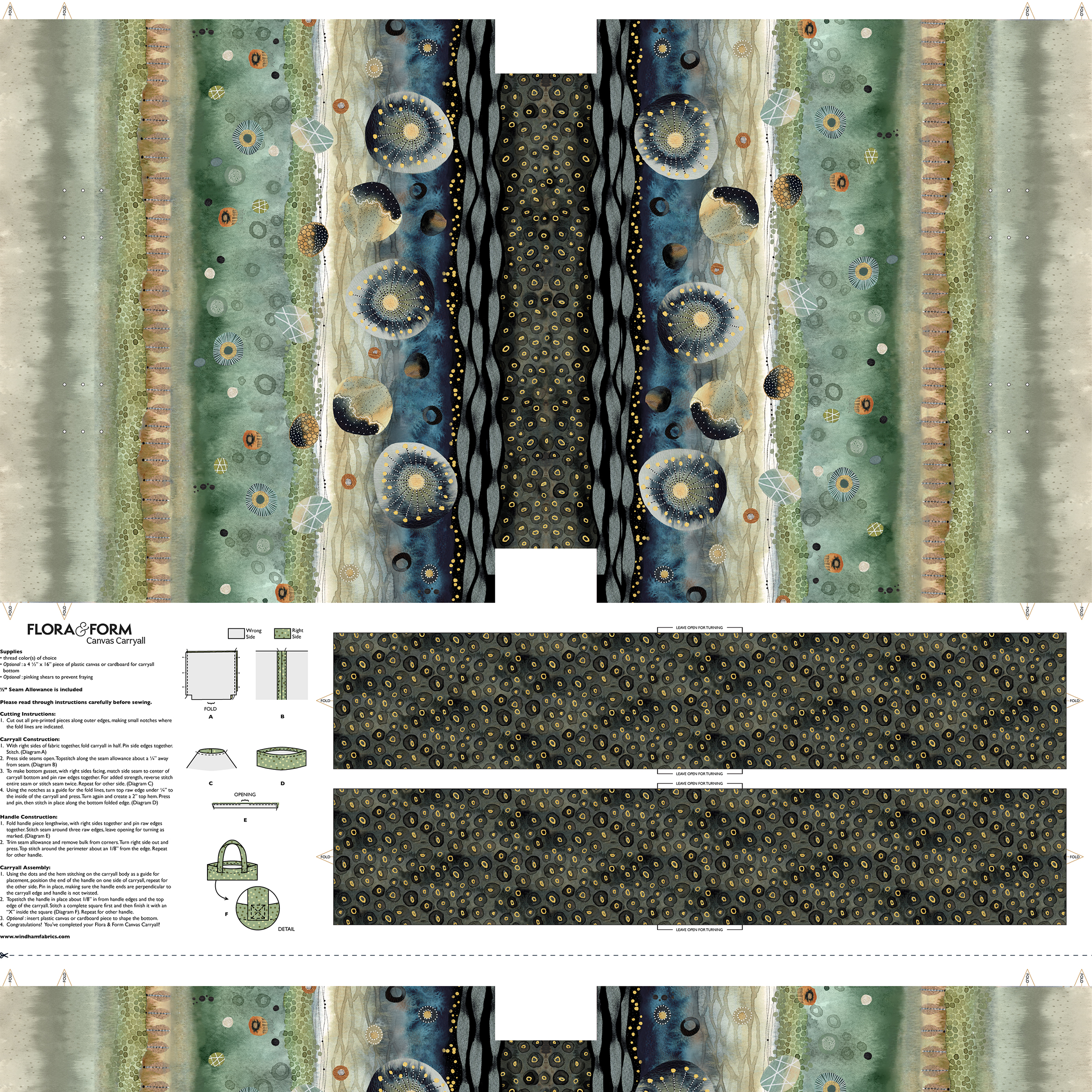 Flora & Form Canvas Carryall Tas Paneel – Windham Fabrics