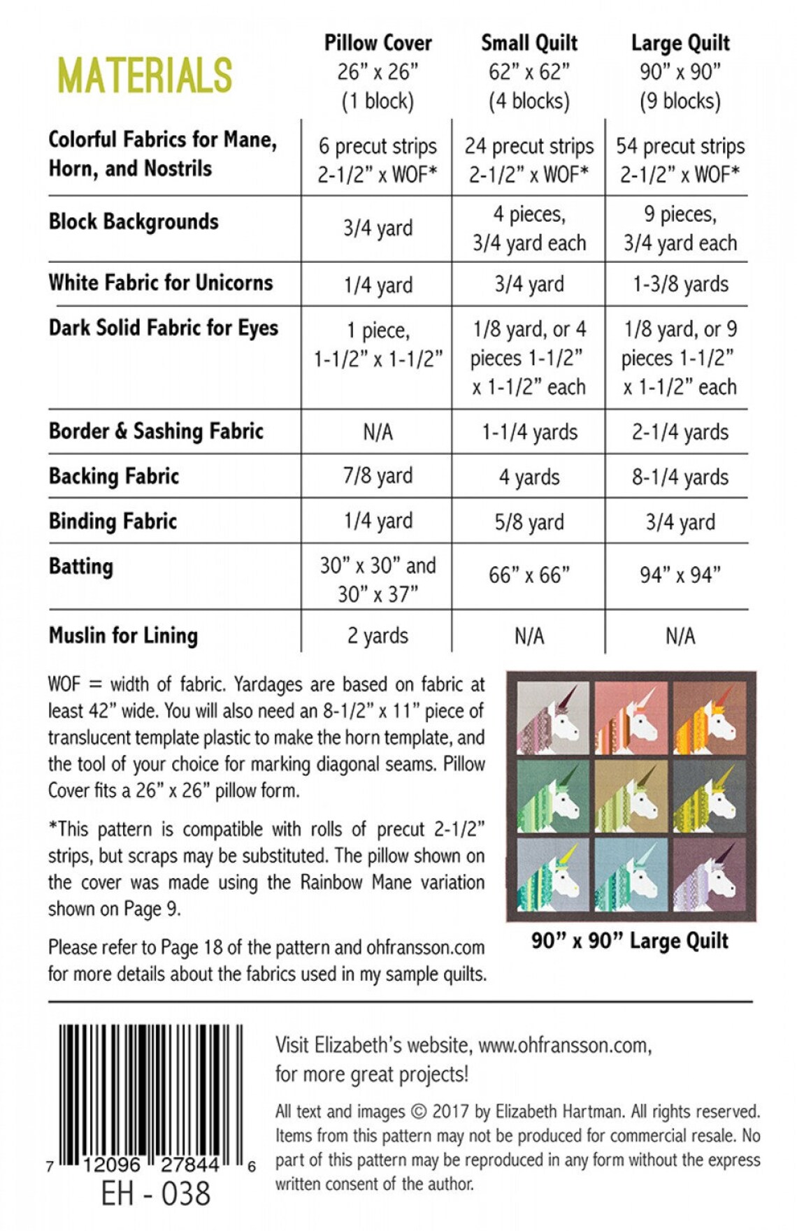 Lisa The Unicorn – Quiltpatroon van Elizabeth Hartman - Afbeelding 2