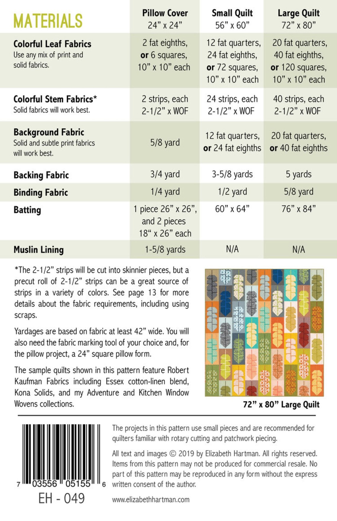 Leafy – Quilt- en Kussenpatroon van Elizabeth Hartman - Afbeelding 2